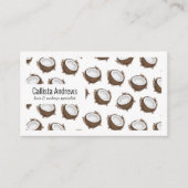 熱帯サマーブラウンホワイトココナッツフルーツパターン 名刺 (正面)