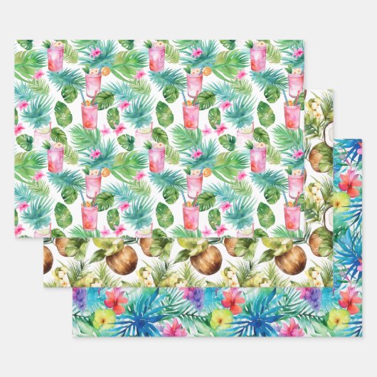熱帯サマーラッピング紙 ラッピングペーパーシート (セット)