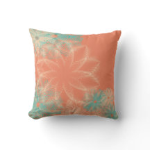 熱帯サンゴとティール（緑がかった色）抽象芸術フローラ