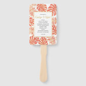 熱帯サンゴと金ゴールド葉の結婚式 ハンドファン (正面)