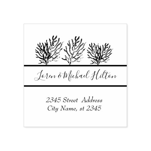 熱帯サンゴモダンタイポグラフィ差出人住所 ラバースタンプ (インプリント)