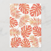 熱帯サンゴ葉ブライダルシャワービンゴゲーム エンクロージャーカード (裏面)