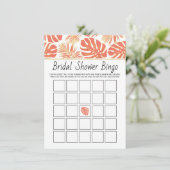 熱帯サンゴ葉ブライダルシャワービンゴゲーム エンクロージャーカード (スタンド正面)