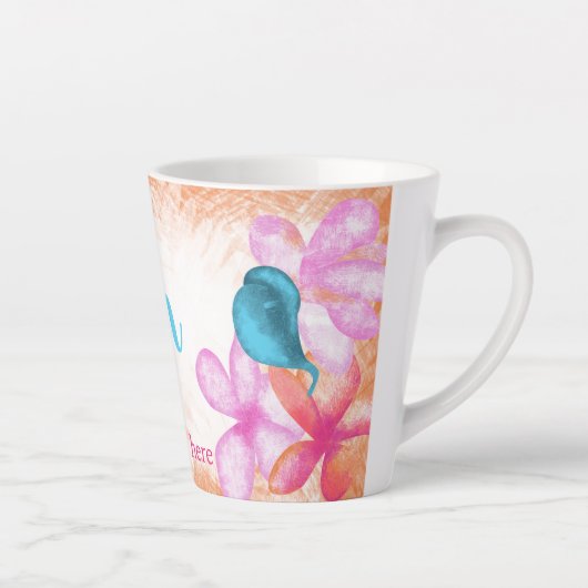 熱帯サンゴ、ピンクパーソナライズされたコーヒーマグ カフェラテマグ (右)