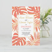 熱帯サンゴ、金ゴールド葉婚約パーティ 招待状 (スタンド正面)