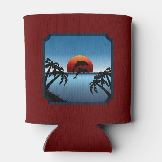 熱帯サンセットイルカとヤシの木 缶クーラー (裏面)