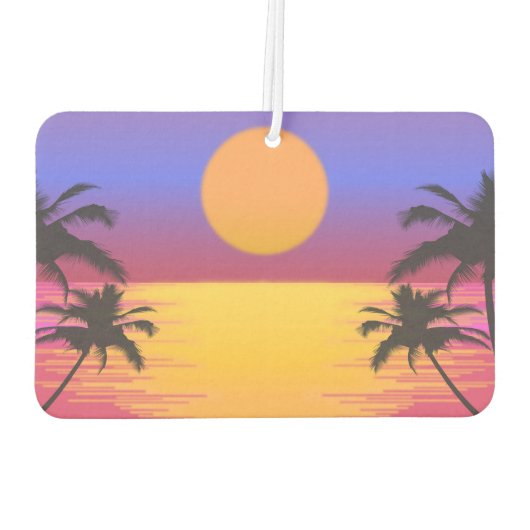 熱帯サンセットパームツリーグラフィックパーソナライズされた カーエアーフレッシュナー (裏面)