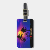 熱帯サンセットパームツリー ラゲッジタグ (正面縦)