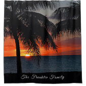 熱帯サンセットヤシの木がパーソナライズさカリブのれる シャワーカーテン (正面)