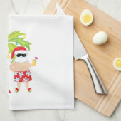 熱帯サンタが付いているクリスマスタオル キッチンタオル (四つ折り)