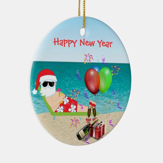 熱帯サンタのクリスマスのオーナメントの新年 セラミックオーナメント (右)