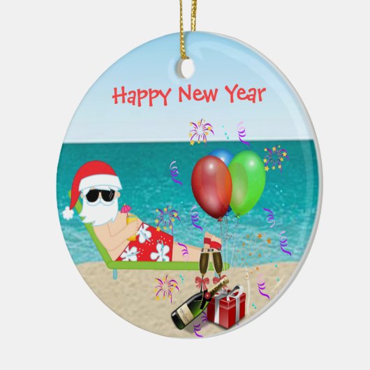 熱帯サンタのクリスマスのオーナメントの新年 セラミックオーナメント (左)