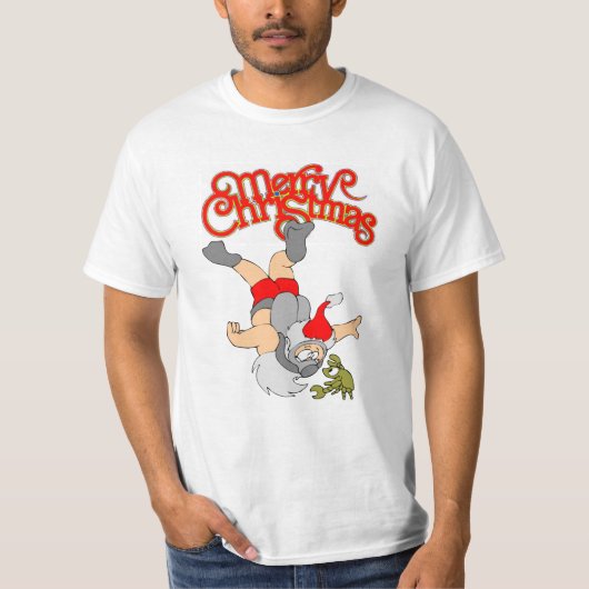熱帯サンタのクリスマスのテーマのTシャツ Tシャツ (正面)