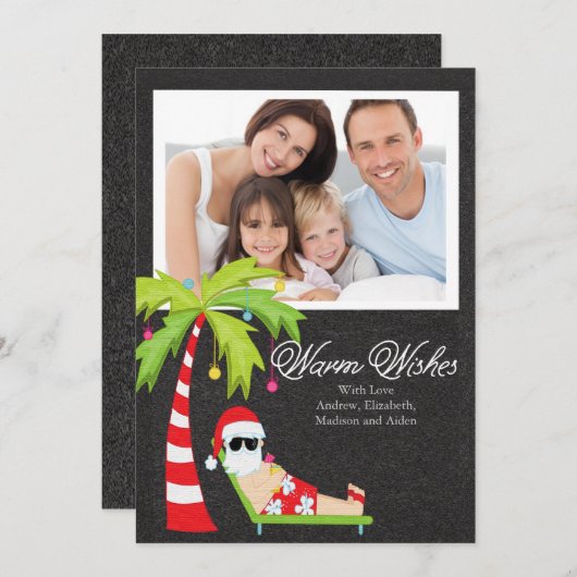 熱帯サンタのクリスマスの休日の家族写真カード シーズンカード (正面/裏面)