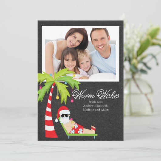 熱帯サンタのクリスマスの休日の家族写真カード シーズンカード (スタンド正面)