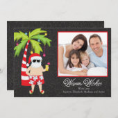熱帯サンタのクリスマスの休日の家族写真カード シーズンカード (正面/裏面)