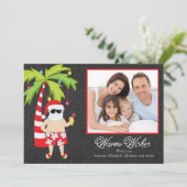 熱帯サンタのクリスマスの休日の家族写真カード シーズンカード (スタンド正面)