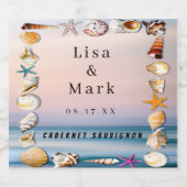 熱帯サンディビーチとシーシェルズワインラベル スパークリングワインラベル (シングルラベル)