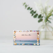 熱帯サンディビーチとシー結婚ヘルズのテーブル プレイスカード (スタンド正面)