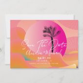 熱帯サンライズはっきりしたピンクオレンジ保存日 招待状 (正面)
