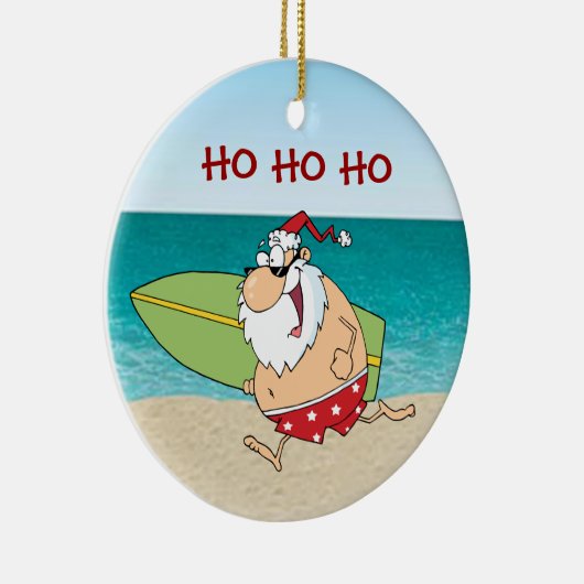 熱帯サーフのサンタのクリスマスのオーナメント セラミックオーナメント (右)