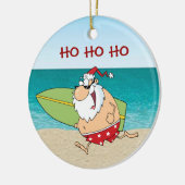 熱帯サーフのサンタのクリスマスのオーナメント セラミックオーナメント (左)