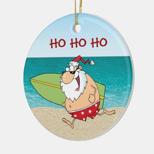 熱帯サーフのサンタのクリスマスのオーナメント セラミックオーナメント (左)