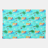 熱帯サーフィンサンタドッグスクリスマスタオル キッチンタオル (横)