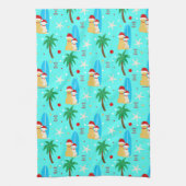 熱帯サーフィンサンタドッグスクリスマスタオル キッチンタオル (縦)