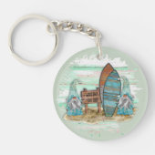 熱帯サーフィン水彩ビーチ格言 キーホルダー (正面)