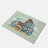 熱帯サーフィン水彩ビーチ格言 ドアマット (アングル)