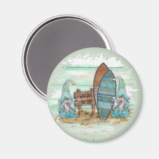 熱帯サーフィン水彩ビーチ格言 マグネット (正面/裏面)