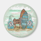 熱帯サーフィン水彩ビーチ格言 マグネット (正面)