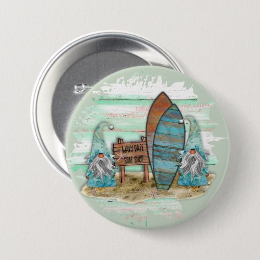 熱帯サーフィン水彩ビーチ格言 缶バッジ (正面&裏面)