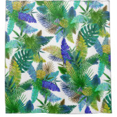 熱帯シダ、やしおよびバナナの葉 シャワーカーテン (正面)