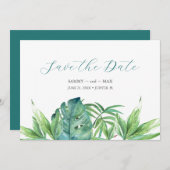 熱帯シックな水の色の緑の日を保存 セーブザデート (正面/裏面)