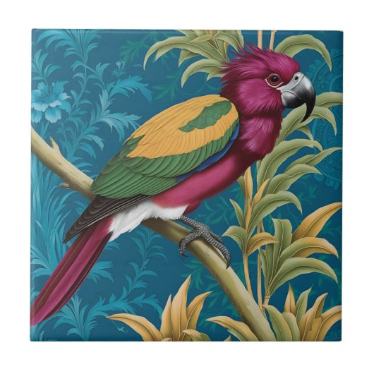 熱帯シノワスリーのオウムのタイル タイル (正面)