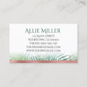 熱帯シュロの葉の植物ののどのばら色の金ゴールド 名刺 (裏面)