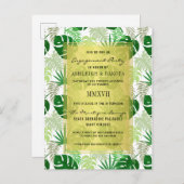 熱帯シュロの葉の植物の婚約パーティ インビテーションポストカード (正面/裏面)