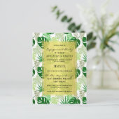 熱帯シュロの葉の植物の婚約パーティ インビテーションポストカード (スタンド正面)