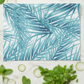 熱帯シュロの葉の水の水彩画 キッチンタオル (折り畳み)