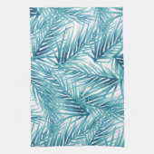 熱帯シュロの葉の水の水彩画 キッチンタオル (縦)