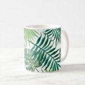 熱帯シュロの葉の水彩画 コーヒーマグカップ (正面右)