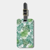 熱帯シュロの葉の水彩画 ラゲッジタグ (正面縦)