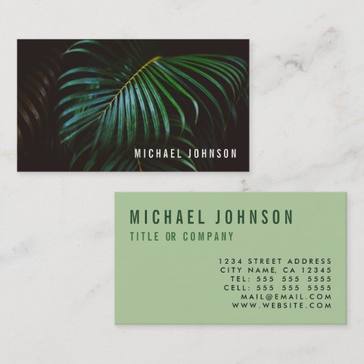 熱帯シュロの葉の緑 名刺 (正面/裏面)