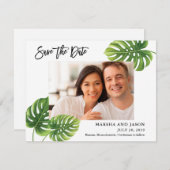 熱帯シュロの葉は日付カードを救います セーブザデート (正面/裏面)