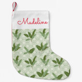 熱帯シュロの葉は|あなたの名前を加えます スモールクリスマスストッキング (正面)