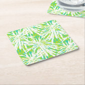 熱帯シュロの葉パターン スクエアペーパーコースター (アングル)