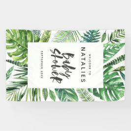 熱帯シュロの葉及び原稿のベビーシャワー 横断幕