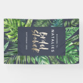 熱帯シュロの葉及び金ゴールドの原稿のブライダルシャワー 横断幕 (横)